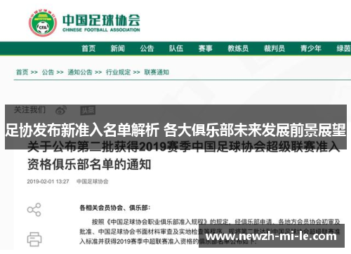 足协发布新准入名单解析 各大俱乐部未来发展前景展望 足协发布新准入名单解析 各大俱乐部未来发展前景展望